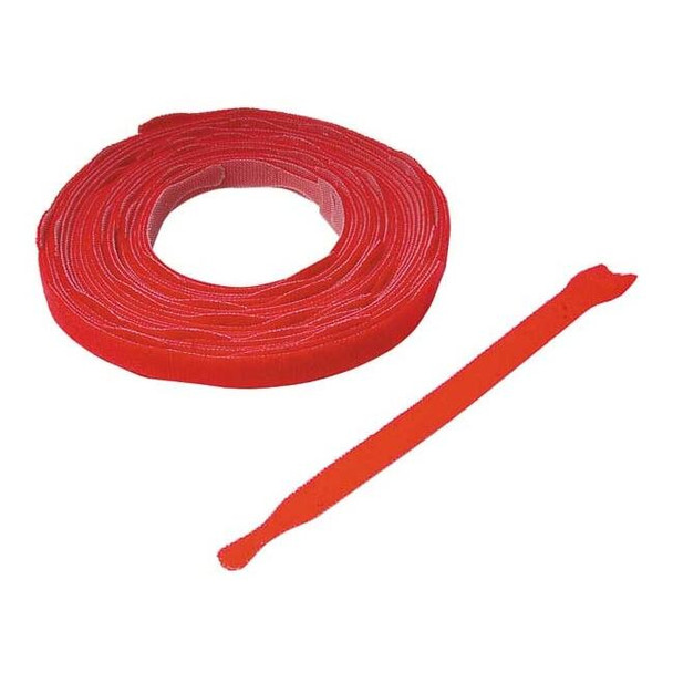 Hook and Loop Strap, No Adhesive, 8 in, 0.75 in W, Red, 45 PK