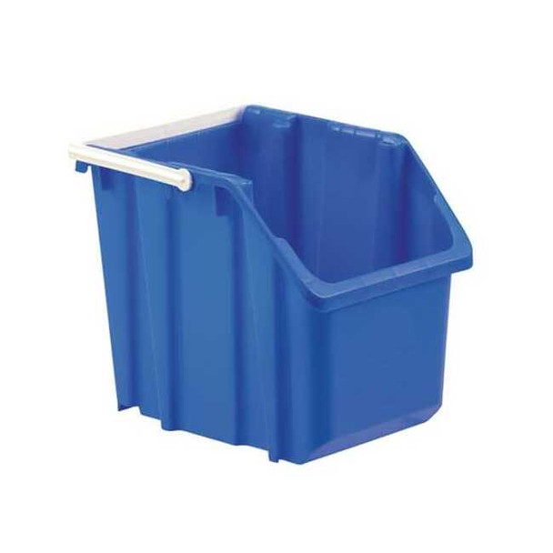 Hang & Stack Storage Bin, Plastic, Blue, 12 1/2 in H, 11 5/8 in W, 14 7/8 in L