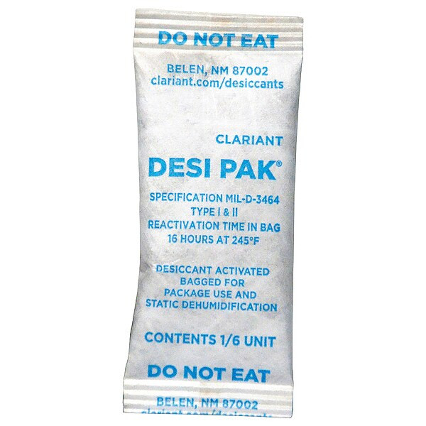 Armor Protective Packaging Desiccant,2-1/2in. L,1in W,1/6 oz,PK1200 D1/6UCT