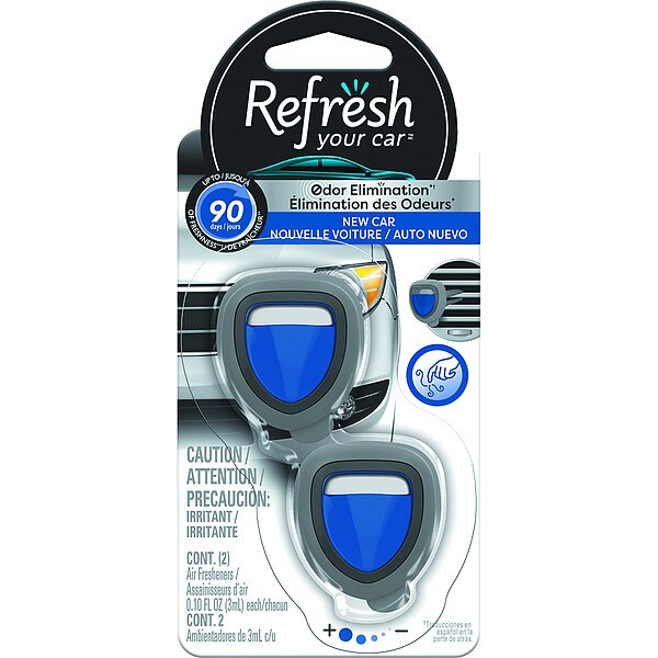 Refresh Air Freshener, Diffuser, Clear, New Car, PK2 RMD205-2AME