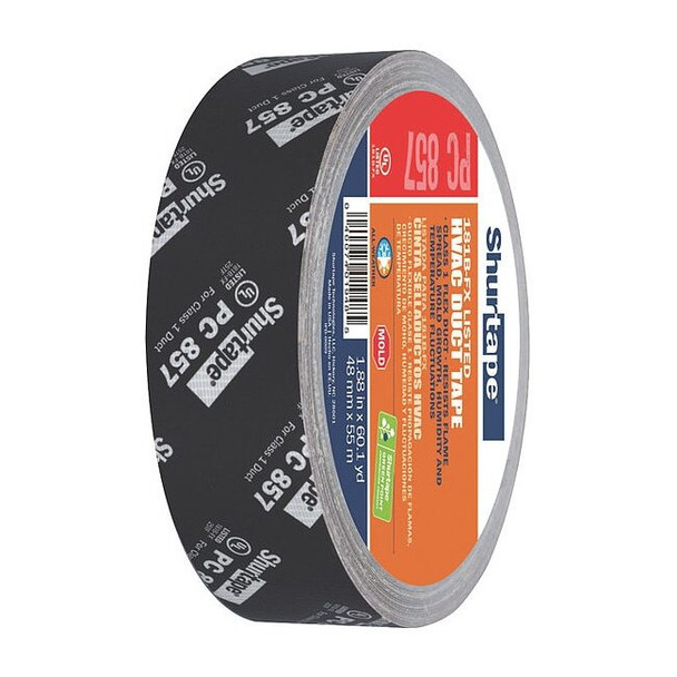 Shurtape Duct Tape, Black, 60-1/8 yd L, 1-7/8 in W 201885