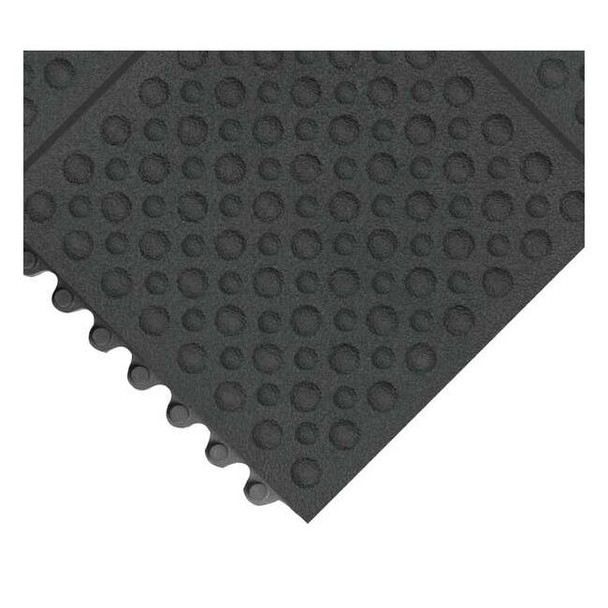 Antifatigue Mat, 3 ft. L x 3 ft. W, 3/4" Thickness, Rubber, Bubble, Black