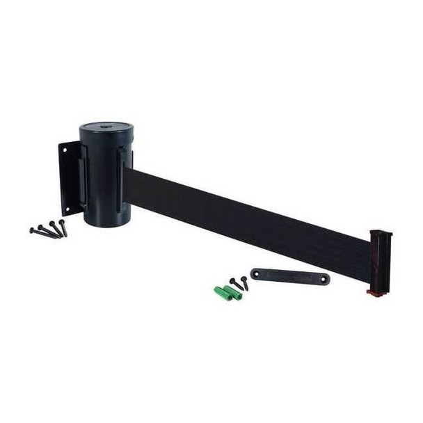 Retracta-Belt Wall Barrier, 10ft Black Belt WM700SB-BK-RE