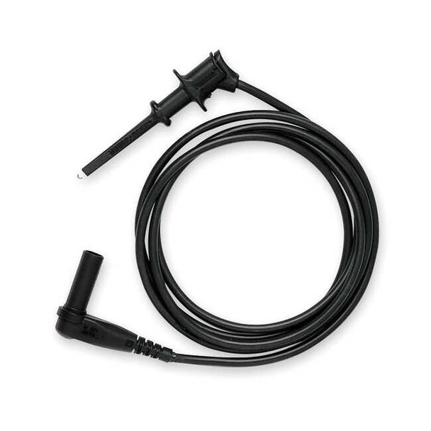Pomona Electronics Test Clip Lead, CAT II 300V, 4 ft., Silicone, Black 6244-48-0