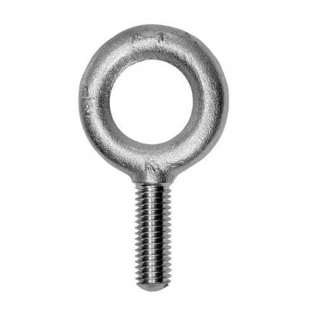 Eye Bolt Without Shoulder, 5/8"-11, 6 in Shank, 1-3/8 in ID, Steel, Plain