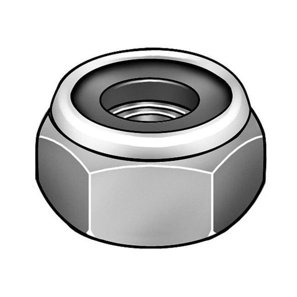 Nylon Insert Lock Nut, 3/8"-16, Steel, Grade 2, Chrome Plated, 15/32 in Ht, 5 PK