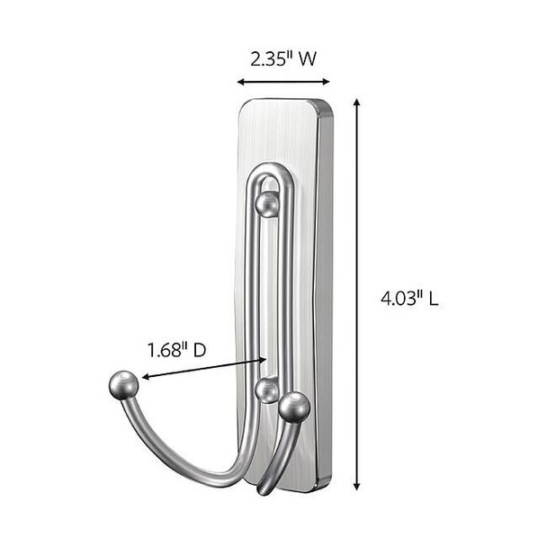 Command Hook, Nickel, Metal, 2 in D, 4 1/32 in H 17036BN-ES