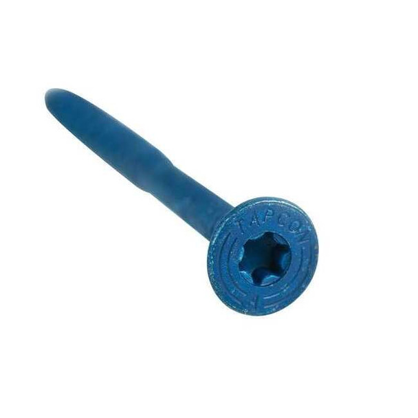 Tapcon Masonry Screw, 3/16" Dia., Flat, 2 3/4 in L, Steel Blue Climaseal, 100 PK