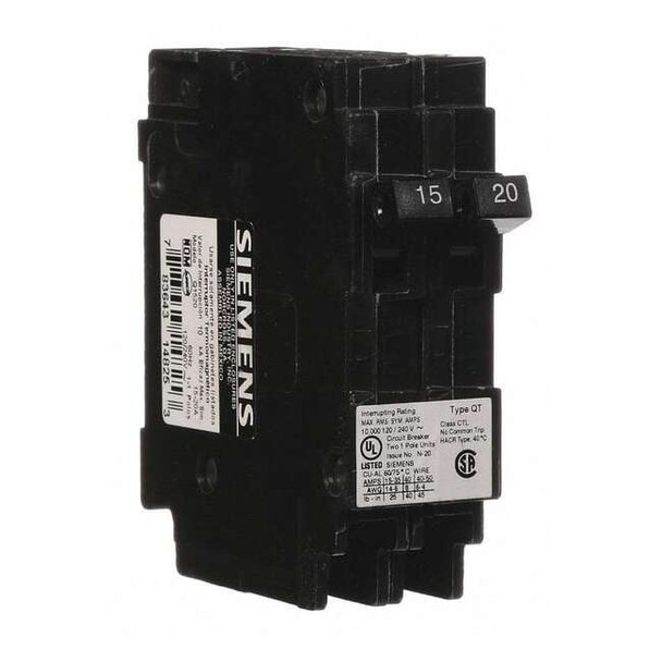 Miniature Circuit Breaker, Q Series, 15/20A, 1 Pole, 120V AC, 10kA at 120V AC