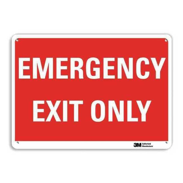 No Header, Emergency Exit Only, 14" W x 10" H, Rectangle, Recycled Aluminum