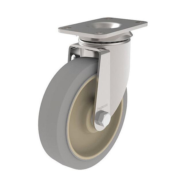 NSF-Listed Plate Caster,250 lb. Load,Gray Wheel