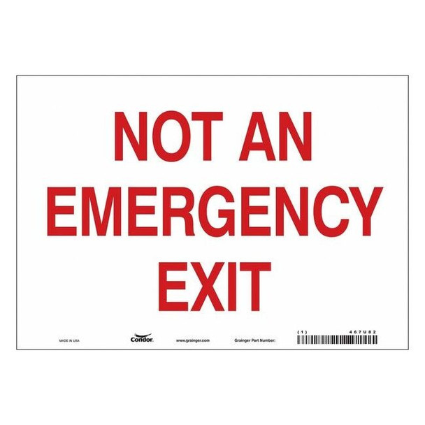 Condor Exit Sign, Vinyl, 10" W, 7" H, Not An Emergency Exit, White 467U82