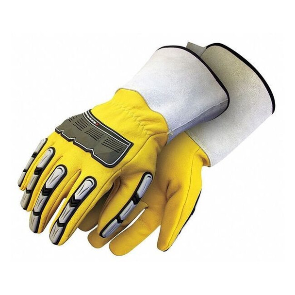 Bdg Leather Gloves, Goatskin, Yellow, L 20-9-10696-L