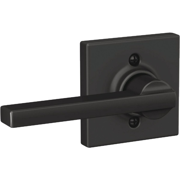 Schlage Latitude Lever Matte Black Non-Turning Lock with Collins Trim