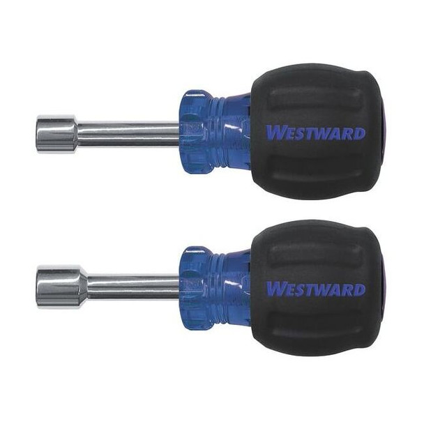 Westward Nut Driver Set,2 Pieces,SAE,Hollow 10J250