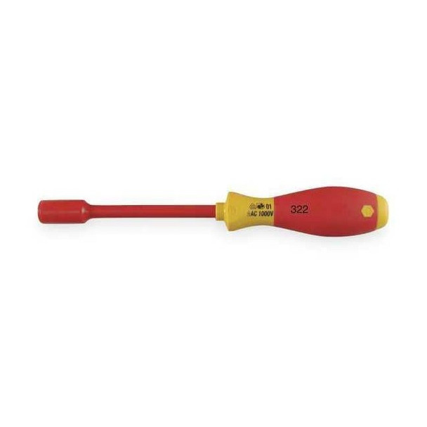 Wiha Nut Driver,7/32 in.,Solid,Ergo,Ins,5 in. 32261