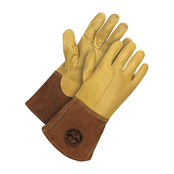 Gander Brand Welding Gloves, Gauntlet Cuff, Wing Thumb, Premium Pigskin, M, 1 PR