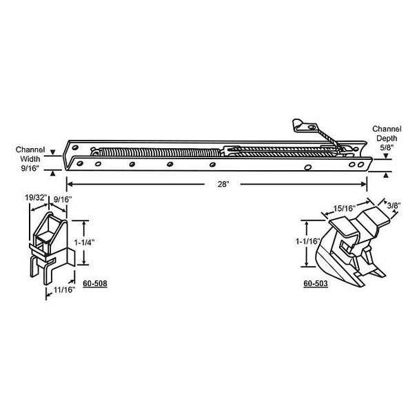 Manufacturer Varies Sash Balance,Window Channel,28" L 60-273-3