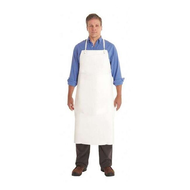 AlphaTec Bib Apron, PVC/Vinyl, 18 mil, 44 in L, White, Universal Size