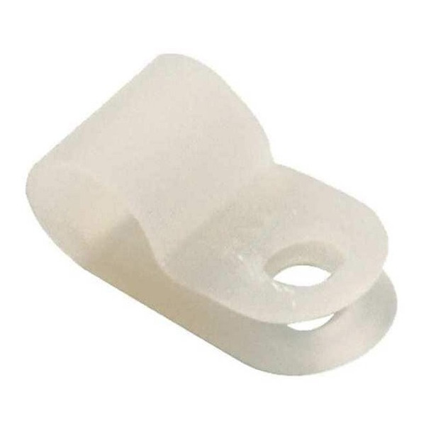 Cable Clamp, Nylon, 3/8 in Bundle Dia., Natural, 25 PK