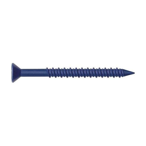 Conset Concrete Screw, 3/16" Dia., Flat, 2 1/4 in L, Steel Blue Ruspert, 25 PK
