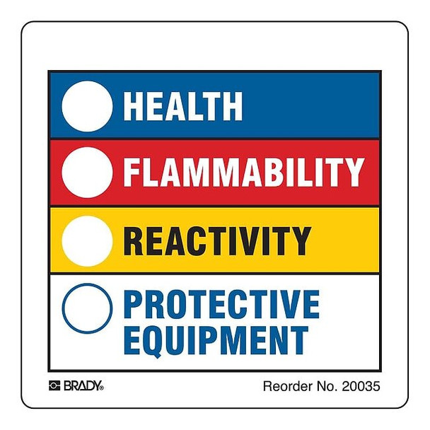 Brady Label, HMIG, Polyester, 3 7/8 in W, 3 7/8 in H 20035LS