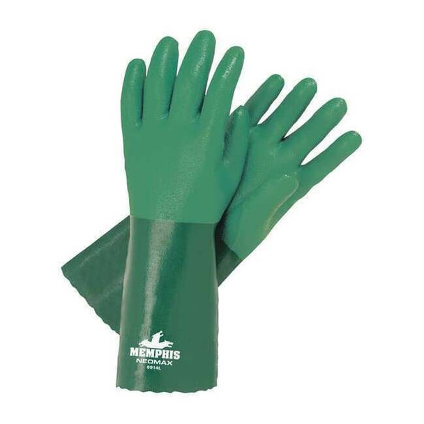 NeoMax Chemical Resistant Gloves, Neoprene, 14 in L, Not Rated, Green, XL, 1 PR