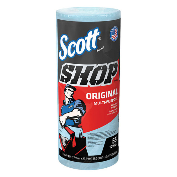 Scott® Shop Towels, 10 1/4" x 11", Blue, 30 Rolls/55 Each