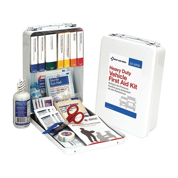 First Aid Kit and Housing, Metal 85 Components, 25 People Served
