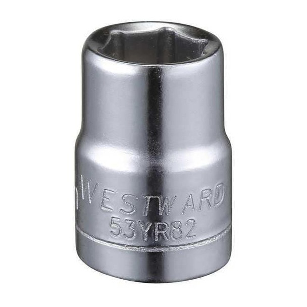 WESTWARD 3/8 in Drive, 10mm Hex Metric Socket, 6 Points,  Steel, Chrome, 10 mm