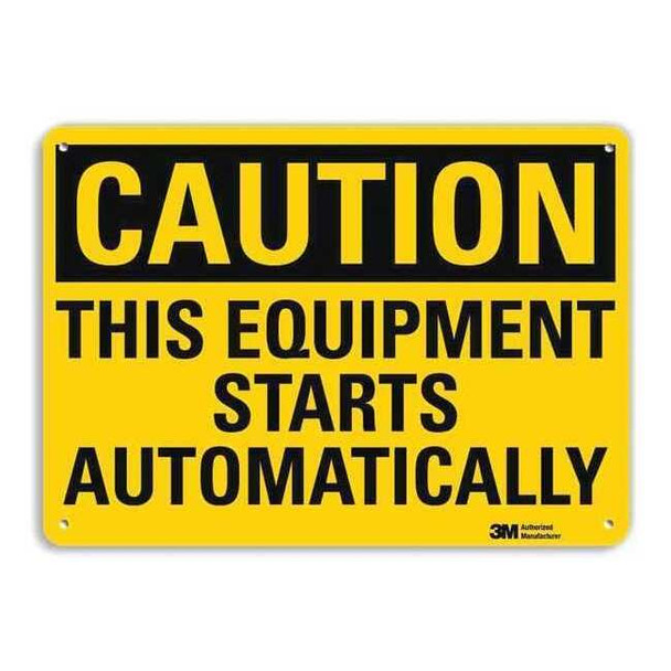 Caution Sign, 10 in Height, 14 in Width, Aluminum, Horizontal Rectangle, English