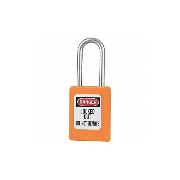 Lockout Padlock, Keyed Different, Thermoplastic, Orange, 1 1/2 in Shackle Height
