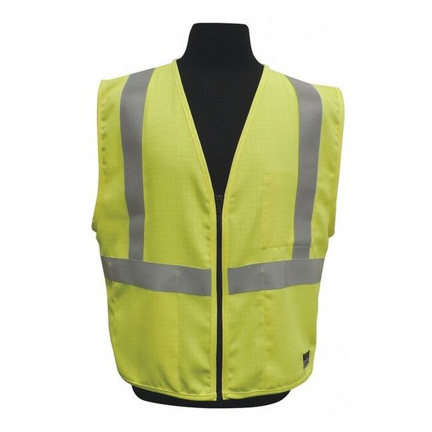 Kishigo Large Class 2 Flame Resistant High Visibility Vest, Lime AZFM300-L