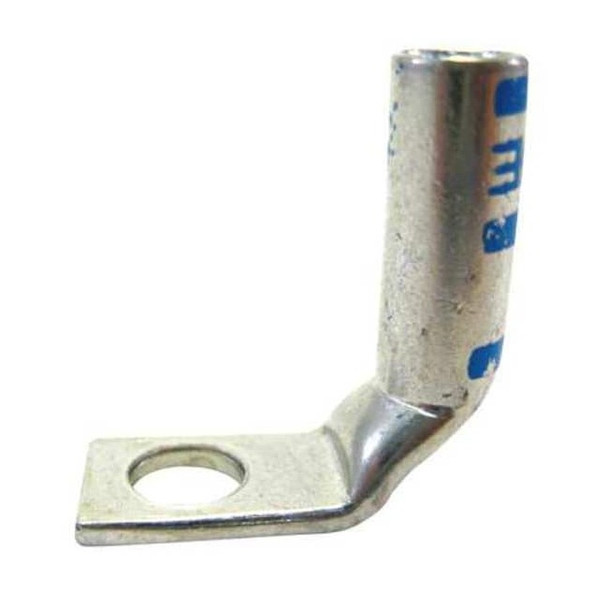 One-Hole Compression Lug, 6 AWG Max, 1/4 in Stud, Short Barrel, Copper, Blue