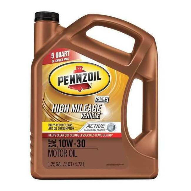 Pennzoil Engine Oil, 10W-30, Hi Mileage, 5 Qt. 550045205