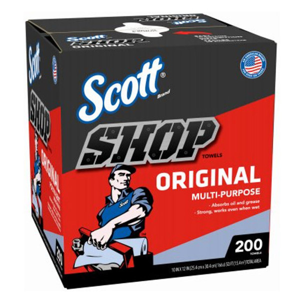 Scott® Shop Towels, 9" x 12", Blue, 8 Boxes/200 Each