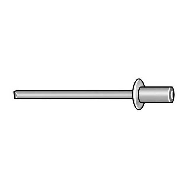 Blind Rivet, Dome Head, 3/16 in Dia., 29/64 in L, Aluminum Body, 250 PK
