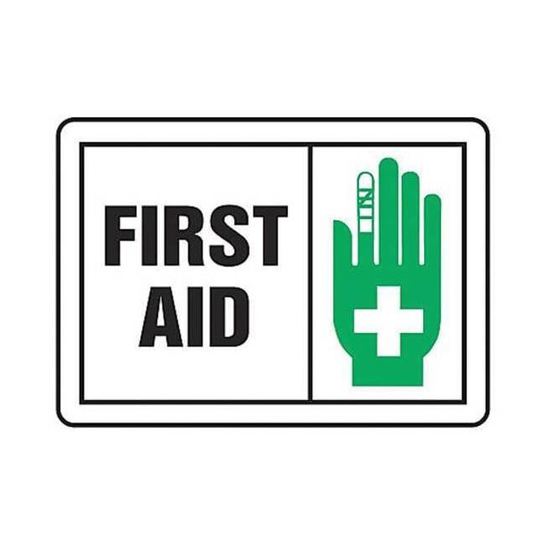 Accuform First Aid Label,3-1/2x5 in,Adhesive Vinyl,5/PK LFSD500VSP