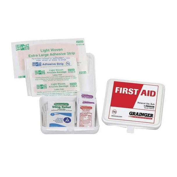 First Aid Kit and Housing, Plastic 20 Components, 1 People Served