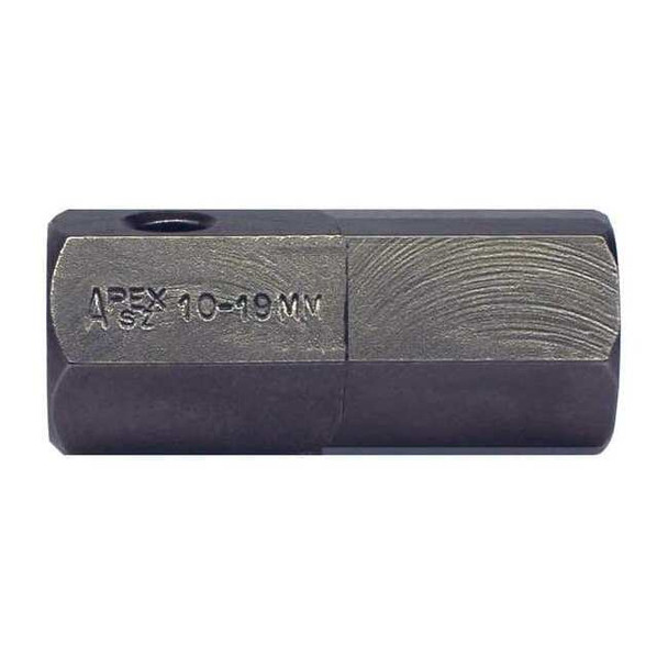 Apex Tool Group Torsion Bit, Metric, 5/8", Hex, 19mm, 1-9/16" SZ-10-19MM