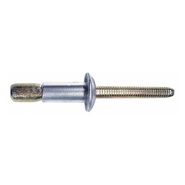 Blind Rivet, Dome Head, 3/16 in Dia., 37/64 in L, Steel Body, 25 PK