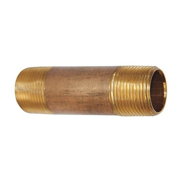 3/4" MBSPT x MNPT x 6" TBE Red Brass Pipe Nipple Sch 40