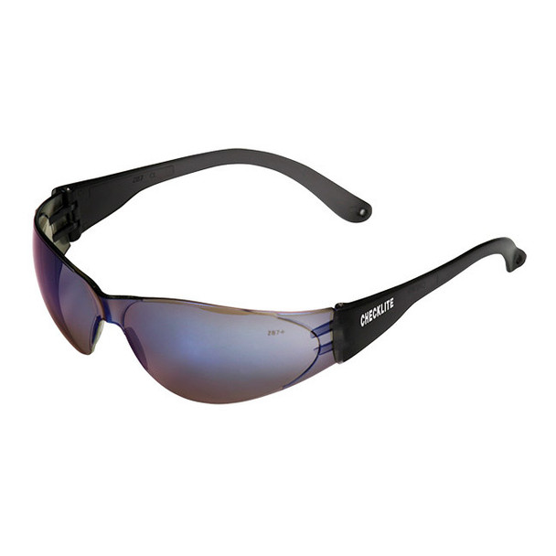 MCR Safety® Checklite® Eyewear, Blue Frame, Blue Mirror Lens, 1/Each