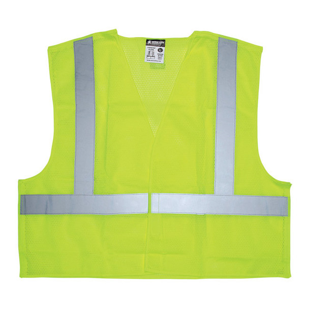 MCR Safety® Luminator™ Class 2 Breakaway Mesh Vest, Large, Lime, 1/Each