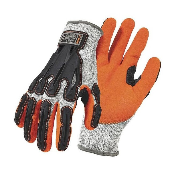 Ergodyne Impact Gloves,Level 5,Gray/Orange,L,PR 922CR