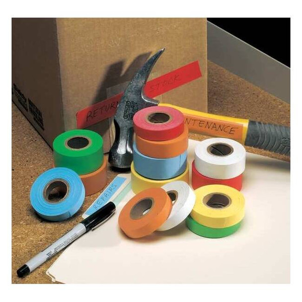 Masking Tape, 1/2 in W x 14 yd L, 6 mil Thick, Yellow, Rubber Adhesive