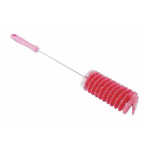 2 3/8 in W Tube and Valve Brush, Medium, 13 1/2 in L Handle, 6 in L Brush, Pink