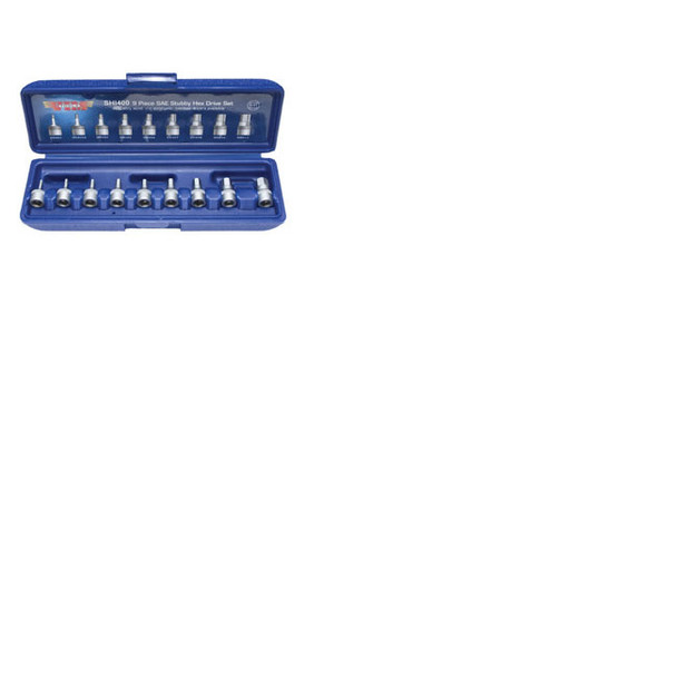 9 Piece 1/4" Drive SAE 3/32" - 3/8" Stubby Hex Bit Set SHI400
