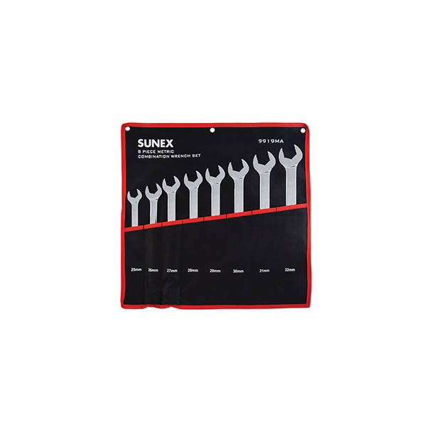 FULLY POLISHED METRIC V-GROOVE COMBINATION WRENCH SET 9919MA