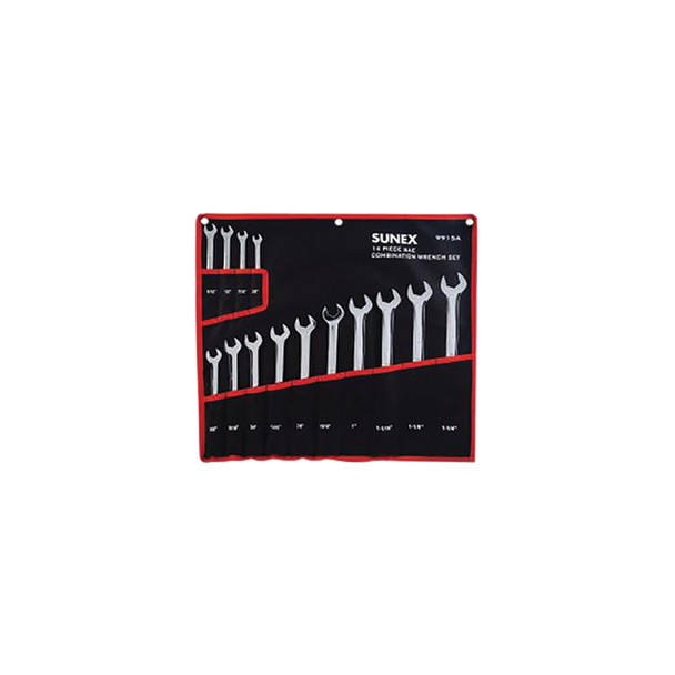 14 PIECE SAE FULL POLISHED V-GROOVE COMBINATION WRENCH SET 9915A